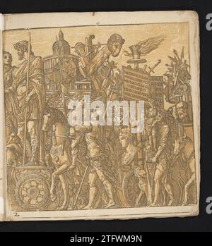 TRIOMFTOCHT van Julius Caesar, Andrea Andreani, nach Bernardo Malpizzi, nach Andrea Mantegna, 1599 unten links: 2. Der Ausdruck ist Teil eines Albums. Druckerei: Italien Zeichnung von: MantuaAfter Malerei von: Mantua Papier nummeriert unten links: 2. Der Ausdruck ist Teil eines Albums. Druckerei: Italien Zeichnung von: MantuaAfter Malerei von: Mantua Papier Stockfoto