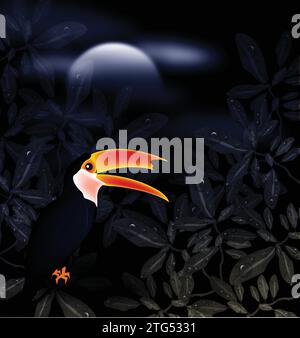 Tukan bei Moonlight Stock Vektor