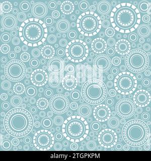 Das geometrische Muster mit Kreisen und Linien. Nahtloser Vektorhintergrund. Blaues und weißes Ornament Stock Vektor