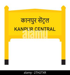 Kanpur Central Junction Railways Namensschild isoliert auf weiß Stock Vektor