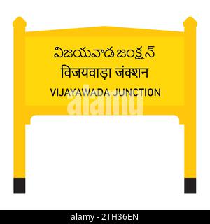 Vijayawada Junction Railways Namensschild isoliert auf weiß Stock Vektor