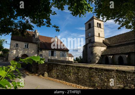 La cite comtoise EST classe parmi les plus Villages de France | Chateau-Chalon ist der Geburtsort des gelben Weins und zählt zu den meisten Stockfoto