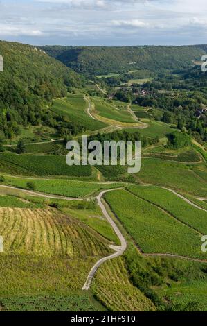 La cite comtoise EST classe parmi les plus Villages de France | Chateau-Chalon ist der Geburtsort des gelben Weins und zählt zu den meisten Stockfoto