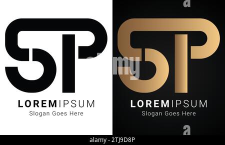 Luxuriöses Initial SP- oder PS-Monogramm-Logo-Design mit Textbuchstaben Stock Vektor