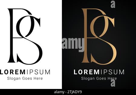 Luxuriöses Initial SP- oder PS-Monogramm-Logo-Design mit Textbuchstaben Stock Vektor