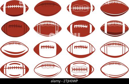 American Football Vektor Illustration, Rugby Ball Vektor Set, Fußball Silhouette Stock Vektor