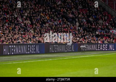 Amsterdam, Niederlande. Dezember 2023. AMSTERDAM, NIEDERLANDE - 20. DEZEMBER Hiltermannlease.nl beim UEFA Women's Champions League Spiel zwischen AFC Ajax und FC Bayern München in der Johan Cruijff Arena am 20. Dezember 2023 in Amsterdam. (Foto von Patrick Goosen/Orange Pictures) Credit: Orange Pics BV/Alamy Live News Stockfoto