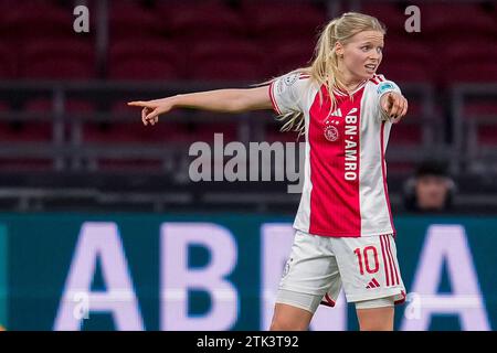 Amsterdam, Niederlande. Dezember 2023. AMSTERDAM, NIEDERLANDE - 20. DEZEMBER: Nadine Noordam vom AFC Ajax während des Spiels der UEFA Women's Champions League zwischen dem AFC Ajax und dem FC Bayern München in der Johan Cruijff Arena am 20. Dezember 2023 in Amsterdam. (Foto von Patrick Goosen/Orange Pictures) Credit: Orange Pics BV/Alamy Live News Stockfoto