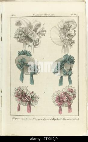 Journal des Dames et des Modes 1830, Pariser Kostüme (2827), 1830 Papierätzung Stockfoto