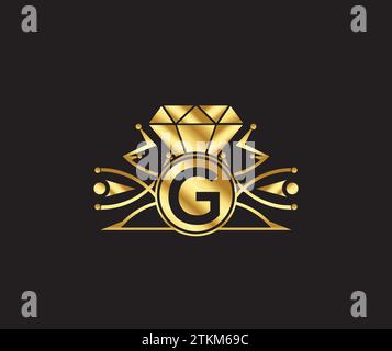 Luxuriöser Diamant mit goldenem Firmenlogo Stock Vektor