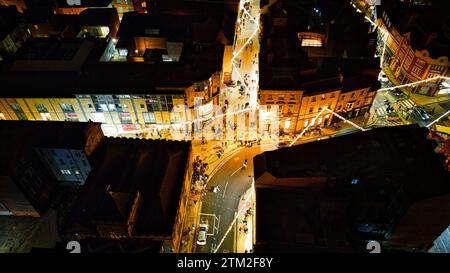 Luftaufnahmen, aufgenommen während der Nacht in York Stockfoto