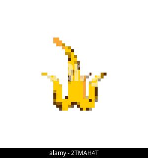 Bananenschale Pixel Art. 8-Bit alte verrottete Bananenschale. Stock Vektor