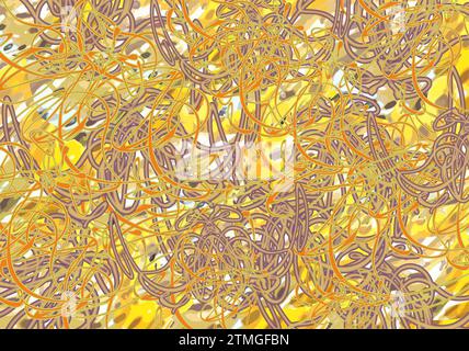Lebendiger Herbsthintergrund mit Blumenelementen und welligen Linien. Texturhintergrund in orange-gelb-goldener Tonalität für Geschäftskonzepte, Cover Stockfoto