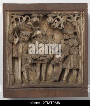 The Three Christian Worthies, from a Series of the Nine Worthies, Anonym, 1500–1520 Relief in einer Nische, von Kolonetten budgetiert und im Bogen mit Lob dekoriert. Eiche (Holz) aus den südlichen Niederlanden Relief in einer Nische, von Kolonetten budgetiert und im Bogen mit Lob dekoriert. Eiche Süd-Niederlande (Holz) Stockfoto