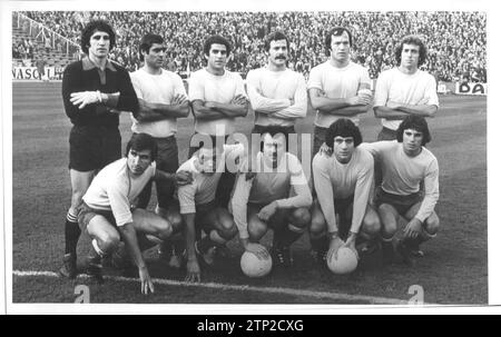 Das Team der Deportiva las Palmas union in der Saison 1976-1977. Quelle: Album / Archivo ABC / José García Stockfoto