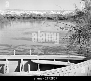 In der Gegend von Jericho. Blick auf den Jordan an der Stelle der Taufstelle von Jesus Christus Ca. 1950-1955 Stockfoto