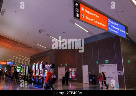 Allgemeine Ansicht des Harry Reid International Airport Terminal 3 in Las Vegas, Nevada, USA. Bild aufgenommen am 11. Dezember 2023. © Belinda Jiao Jiao. Stockfoto