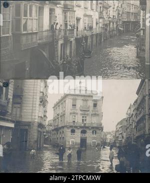 09/30/1919. Die Überschwemmungen in Cartagena. 1.-Calle Mayor, nach dem Abstieg der Gewässer. 2.-die Zweigstelle der spanischen Bank. Quelle: Album / Archivo ABC / Casau Stockfoto