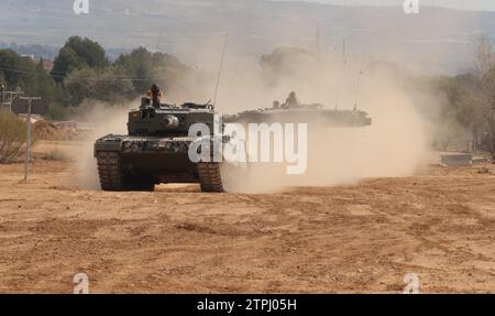 Saragossa, 13.03.2023. San Gregorio Training Center. Medienvortrag über die Ausbildung ukrainischer Soldaten im Einsatz von Kampfpanzern Leopard 2A4. Foto: Jaime García. ARCHDC. Quelle: Album / Archivo ABC / Jaime García Stockfoto