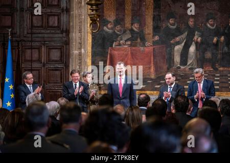 Valencia, 18.01.2019. Seine Majestät König Felipe VI. Erhält den Koexistenzpreis der Manuel Broseta Foundation vom Präsidenten der Generalitat Valenciana Ximo Puig. Foto: Mikel Ponce Archdc. Quelle: Album / Archivo ABC / Mikel Ponce Stockfoto