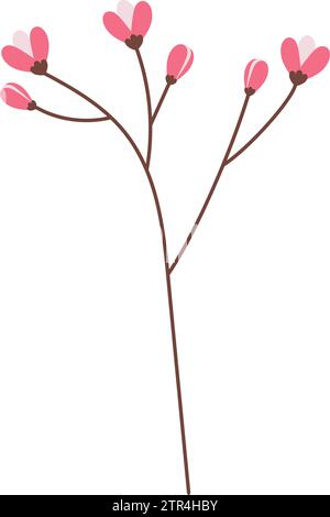 Abstrakter, farbenfroher Blütenzweig in trendigen hellen Tönen. Designelement für Frühlingsgrüße. Vektor-Designelement für Blumenmuster, Icon-Logos, Kompositionen oder Poster, Banner und andere Stock Vektor