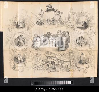 Cartoon in Amsterdam Student Almanac, 1855, 1855 Leaf mit acht Aufführungen nummeriert I-VIII über die Gefahr des Spiels und des Glücksspiels. Cartoon im Studentenalmanach der Universität Amsterdam des Jahres 1855. Printmacher: Netherlandspublisher: Amsterdam Paper Amsterdam Leaf mit acht Aufführungen mit den Nummern I-VIII über die Gefahr des Spiels und des Glücksspiels. Cartoon im Studentenalmanach der Universität Amsterdam des Jahres 1855. Druckerei: Netherlandspublisher: Amsterdam Paper Amsterdam Stockfoto