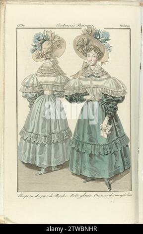 Journal des Dames et des Modes 1830, Pariser Kostüme (2824), 1830 Papierätzung Stockfoto