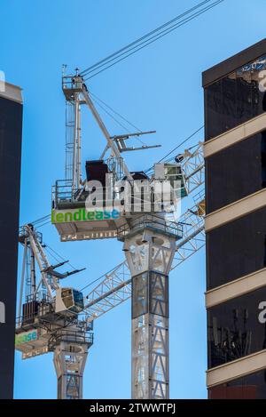 Leihen Sie Lease-Turmdrehkrane auf einer Baustelle in der Nähe des Circular Quay Stockfoto