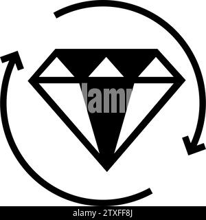 Diamant-Glyphe-Symbol isoliert, Marketing, Planung Stock Vektor