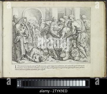 Räumung der Leichen der Vrijers, Theodoor van Thulden, nach Francesco Primaticcio, nach Nicolò Dell'abate, 1633 heben die Verwandten der Vrijers, die von Odysseus getötet wurden, die Leichen auf, um sie zu begraben. Der Ausdruck ist Teil eines Albums. Pariser Papiergravur / Buchdruck die Verwandten der Vrijers, die von Odysseus getötet wurden, heben die Leichen auf, um sie zu begraben. Der Ausdruck ist Teil eines Albums. Paris Papierätzung / Gravur / Buchdruck Stockfoto