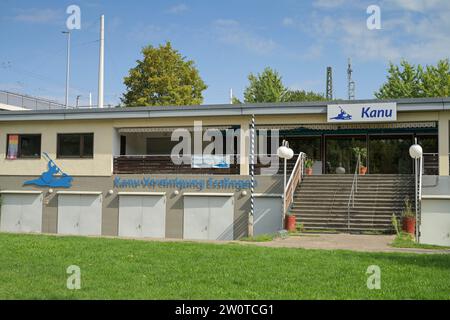 Vereinsheim Kanu-Vereinigung, Färbertörlesweg, Esslingen am Neckar, Baden-Württemberg, Deutschland Stockfoto