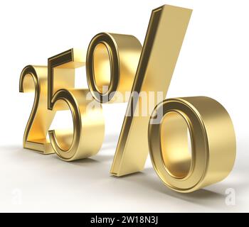 3D-ABBILDUNG: 25 % Gold Stockfoto