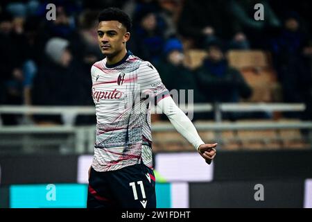 Mailand, Italien, 20.12.2023, Dan Ndoye aus Bologna während des italienischen Fußballspiels FC Internazionale gegen Bologna im San Siro Stadion in Mailand, Italien am 21. Dezember 2023 Credit: Piero Cruciatti/Alamy Live News Stockfoto