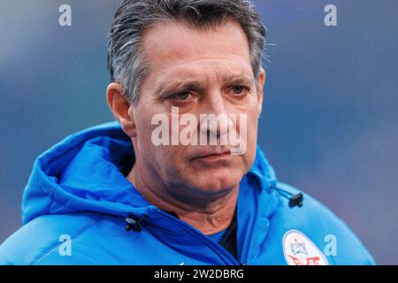 Rostock, Deutschland. Dezember 2023. firo: 10.12.2023, Fußball, 1. Liga, 1. Bundesliga, Saison 2023/2024, FC Hansa Rostock - FC Schalke 04 Trainer Alois Schwartz (FC Hansa Rostock) Porträt, Foto: dpa/Alamy Live News Stockfoto