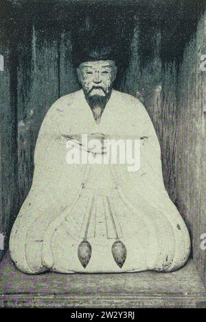 Zhu Shunshui (1600-1682) Statue in der Präfektur Ibaraki, Japan. Foto aus dem späten 19. Und frühen 20. Jahrhundert. Stockfoto
