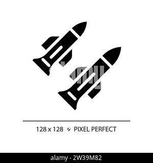 2D Pixel Perfect einfaches Raketensymbol im Glyphen-Stil Stock Vektor