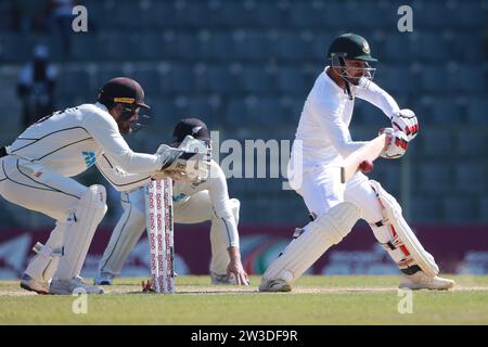 Nurul Hasan Shohan, Bangladesch-New Zealand First Test Day Four im Sylhet International Cricket Stadium, Lakkatura, Banglades Stockfoto