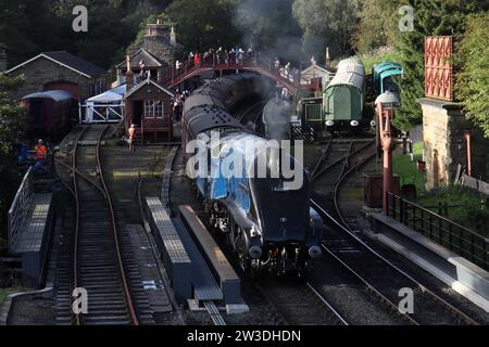 North Yorkshire Moors Railway, 50th Anniversary Steam Gala, 2023–60007, Sir Nigel Gresley, Goathland Stockfoto