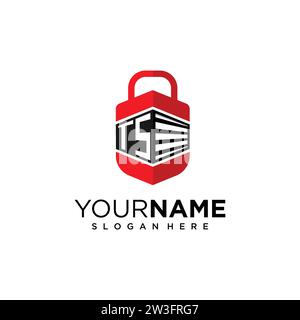 Designvorlage für selbstspeichernde Logos mit dem Buchstaben TS. Vektor-Illustration der sicheren Lagerung in Garage mit Konzept der Kombination aus Vorhängeschloss und Garagensymbol. Stock Vektor