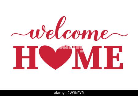 Willkommen mit Herzensaufdruck. Valentinstag-Schild. Vektorvorlage Stock Vektor