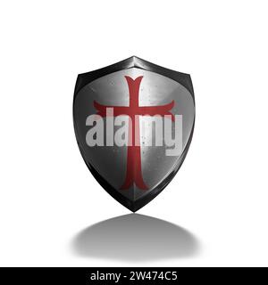 Templerschild mit rotem Kreuz – hochauflösende Abbildung Stockfoto