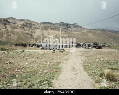 Hütten einer Bergarbeitersiedlung, Ticlio, Peru Stockfoto