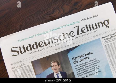 Tageszeitung der Süddeutschen Zeitung". Stockfoto