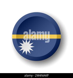Nauru-Flag – 3D-Kreisschaltfläche mit fallendem Schatten. Vektorsymbol. Stock Vektor
