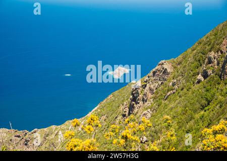 Panorama von Cabezo del Tejo, Küste in der Nähe von Taganana, Anaga Mountains, Anaga, Teneriffa, Nordosten, Kanarische Inseln, Spanien Stockfoto