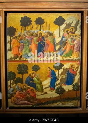 Gebet in Getsemani und Kuss von Judas, Duccio, Maestà del Duomo di Siena Stockfoto