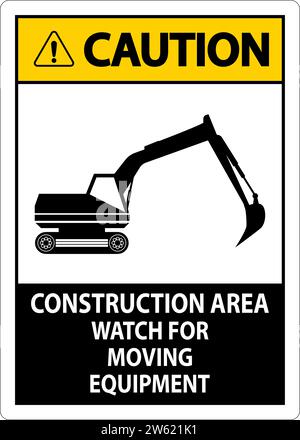 Warnschild Baubereich – Auf Bewegliche Geräte Achten Stock Vektor