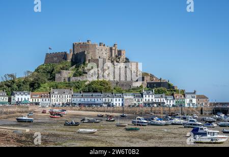 Mont Orgueil Castle, Gorey Harbour; Jersey Stockfoto