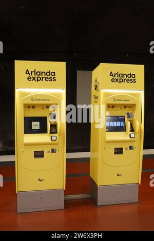 Arlanda Express die Flughafenbahnverbindung zwischen dem Hauptbahnhof Stockholm und dem Flughafen Stockholm Arlana, Schweden Stockfoto