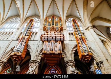 Die große Pfeifenorgel im Kirchenschiff wurde im Oktober 2000 eingeweiht. Dieses Instrument ist ein Werk des deutschen Orgelbauers Gerhard Grenzing. Die Cathed Stockfoto